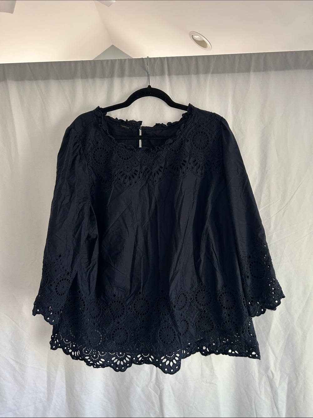 Talbots Navy Eyelet Blouse